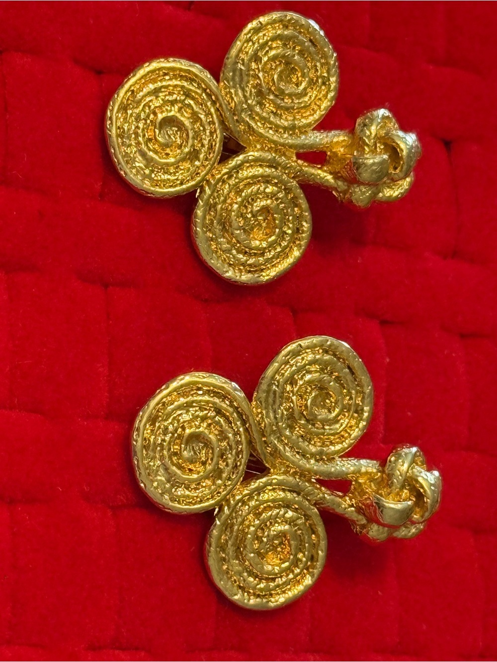 Vintage Gold-Tone Spiral Cluster Clip-On Earrings /Pendant Women Jewelry